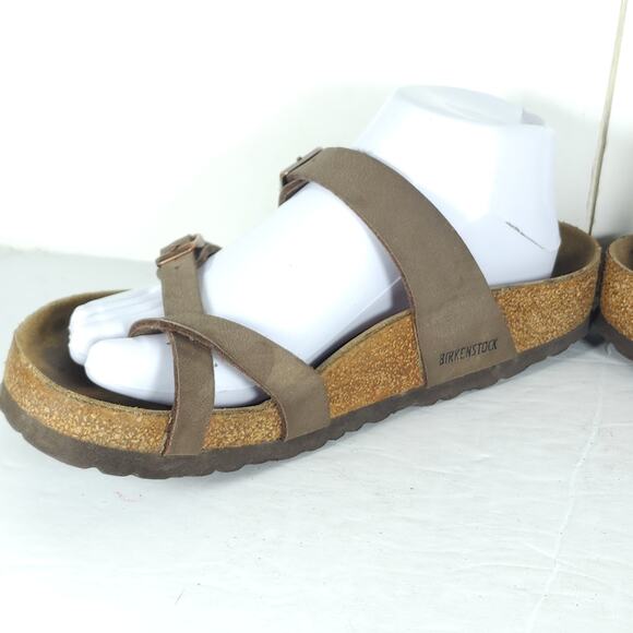 Birkenstock Women's Mayari US8 EU39 Birkibuc Mocha Brown Strappy Slide sandals - Picture 7 of 16
